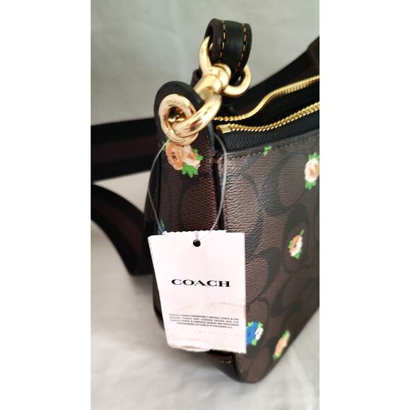 Coach Jes Baguette Brown w/Mini Roses Crossbody Small NWT C6823 Aug 2021 L Strap - Picture 11 of 13